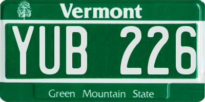 VT license plate YUB226