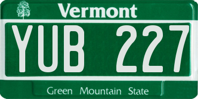 VT license plate YUB227