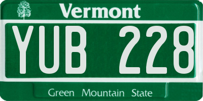 VT license plate YUB228