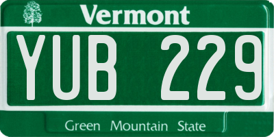 VT license plate YUB229