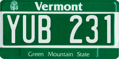 VT license plate YUB231