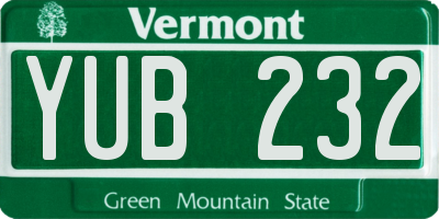 VT license plate YUB232