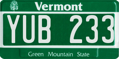 VT license plate YUB233