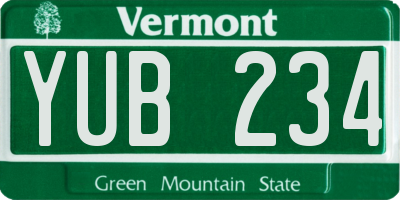 VT license plate YUB234