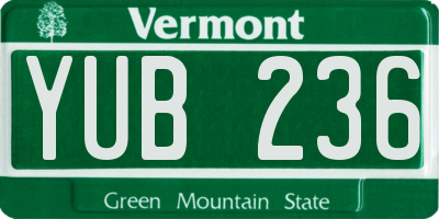 VT license plate YUB236
