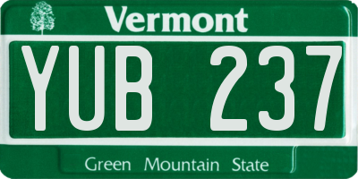 VT license plate YUB237