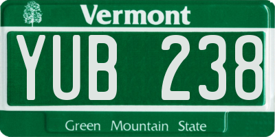 VT license plate YUB238