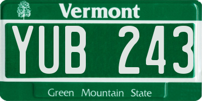 VT license plate YUB243