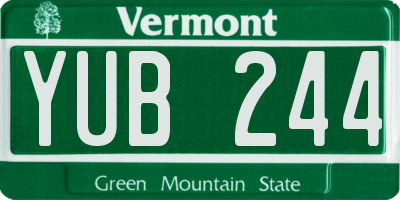 VT license plate YUB244