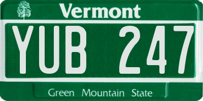 VT license plate YUB247