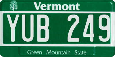 VT license plate YUB249