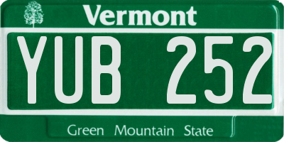 VT license plate YUB252