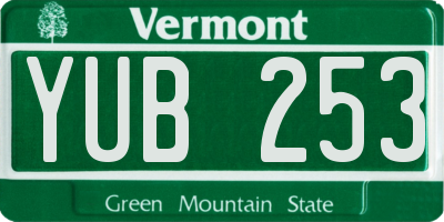 VT license plate YUB253
