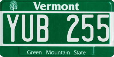 VT license plate YUB255
