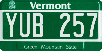 VT license plate YUB257
