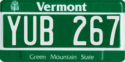 VT license plate YUB267