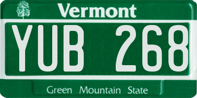 VT license plate YUB268
