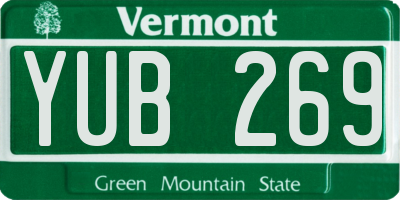 VT license plate YUB269