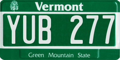 VT license plate YUB277