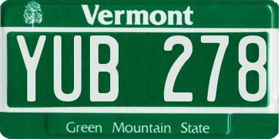 VT license plate YUB278