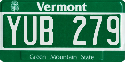 VT license plate YUB279