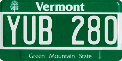 VT license plate YUB280