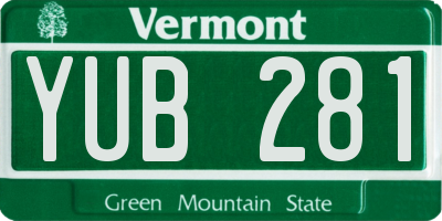 VT license plate YUB281