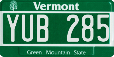 VT license plate YUB285