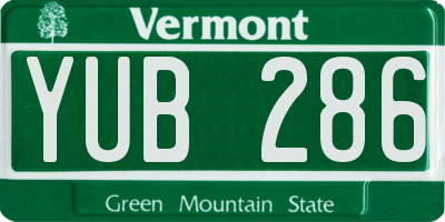 VT license plate YUB286