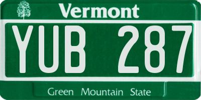 VT license plate YUB287