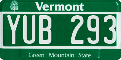 VT license plate YUB293
