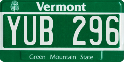 VT license plate YUB296