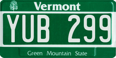 VT license plate YUB299