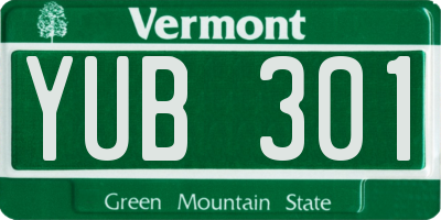 VT license plate YUB301