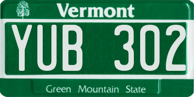 VT license plate YUB302