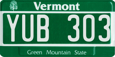 VT license plate YUB303