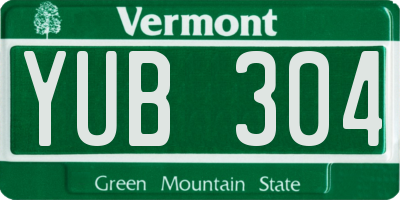 VT license plate YUB304