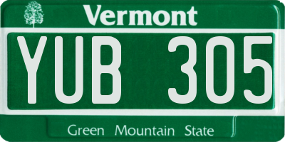 VT license plate YUB305