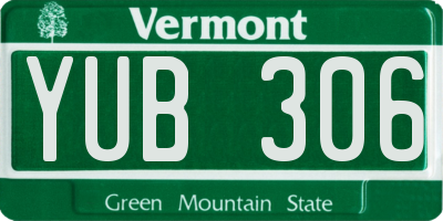 VT license plate YUB306