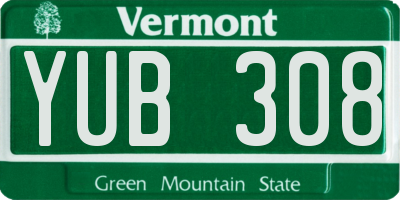 VT license plate YUB308