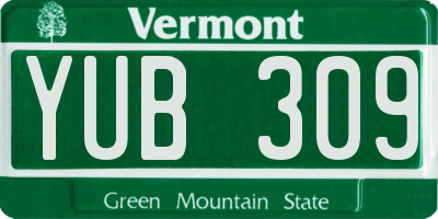 VT license plate YUB309