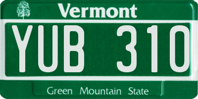 VT license plate YUB310