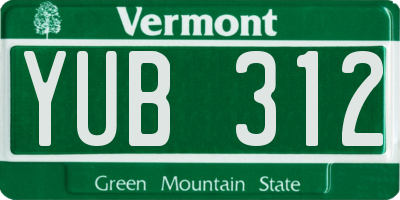 VT license plate YUB312