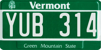 VT license plate YUB314