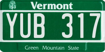 VT license plate YUB317