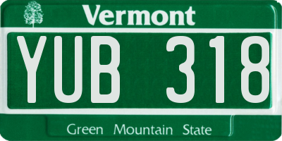 VT license plate YUB318
