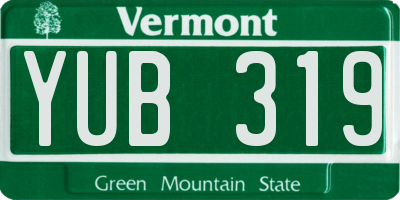 VT license plate YUB319