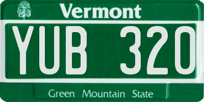 VT license plate YUB320
