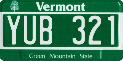 VT license plate YUB321
