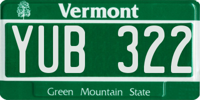 VT license plate YUB322
